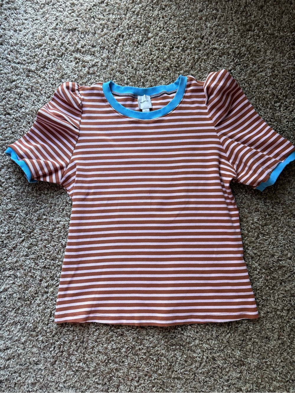 Maeve Pink and Burgundy Stripped Top with Blue Accents - Picture 5 of 7